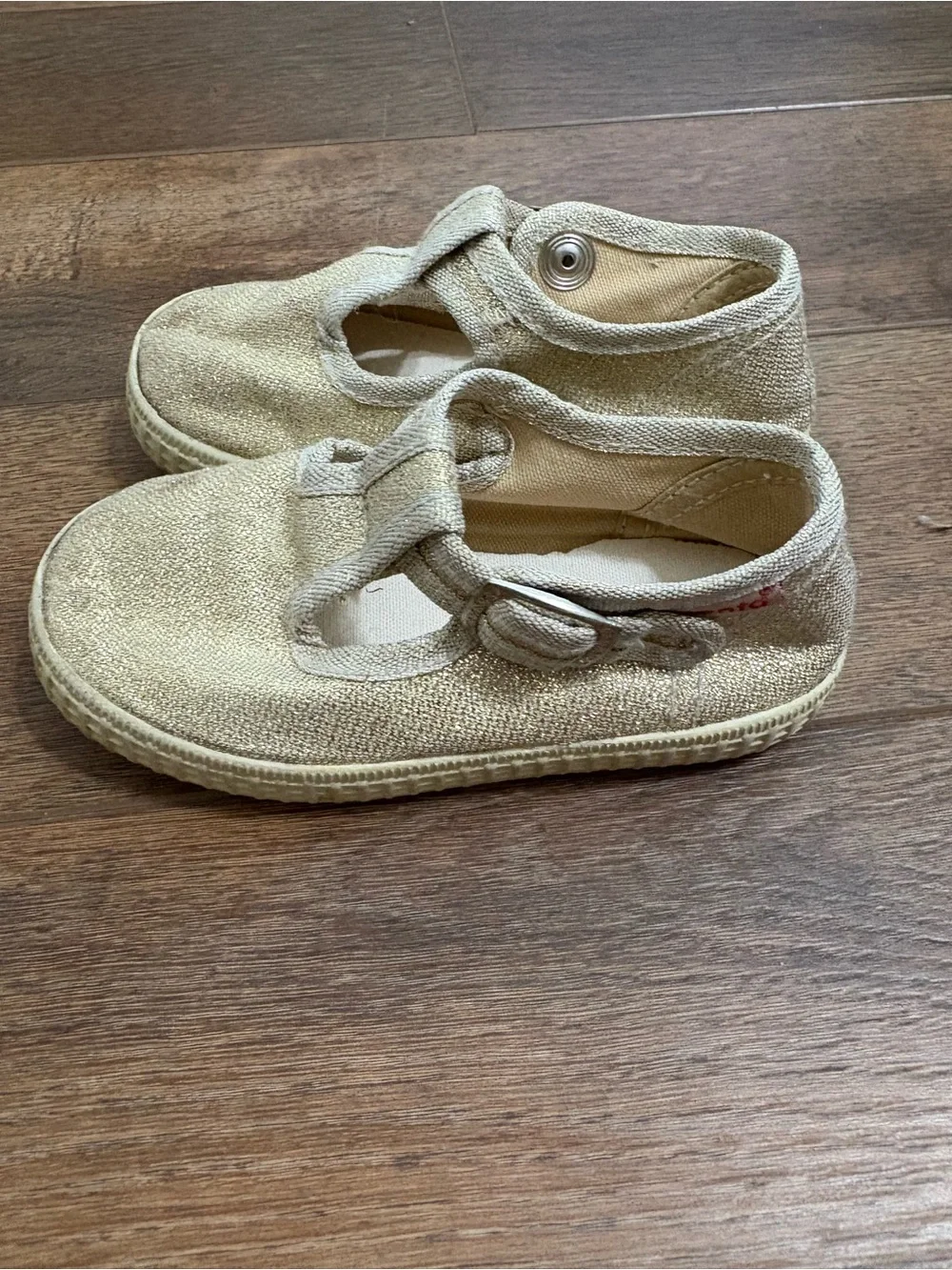 Cienta Gold Glitter Sparkle Mary Jane Shoes EU 22 US 6 Toddler Made in Spain